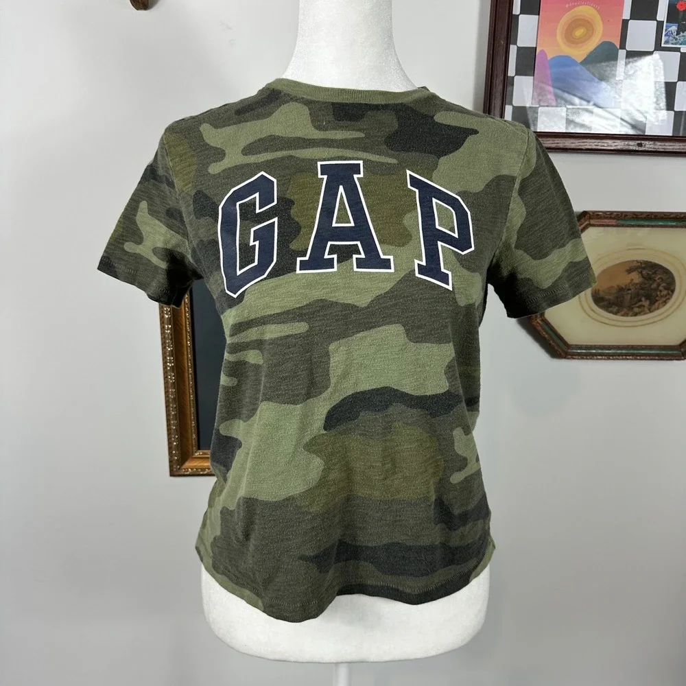 Kids Gap Logo Camo Tee Shirt - SIZE L Baby Tee Y2K‎